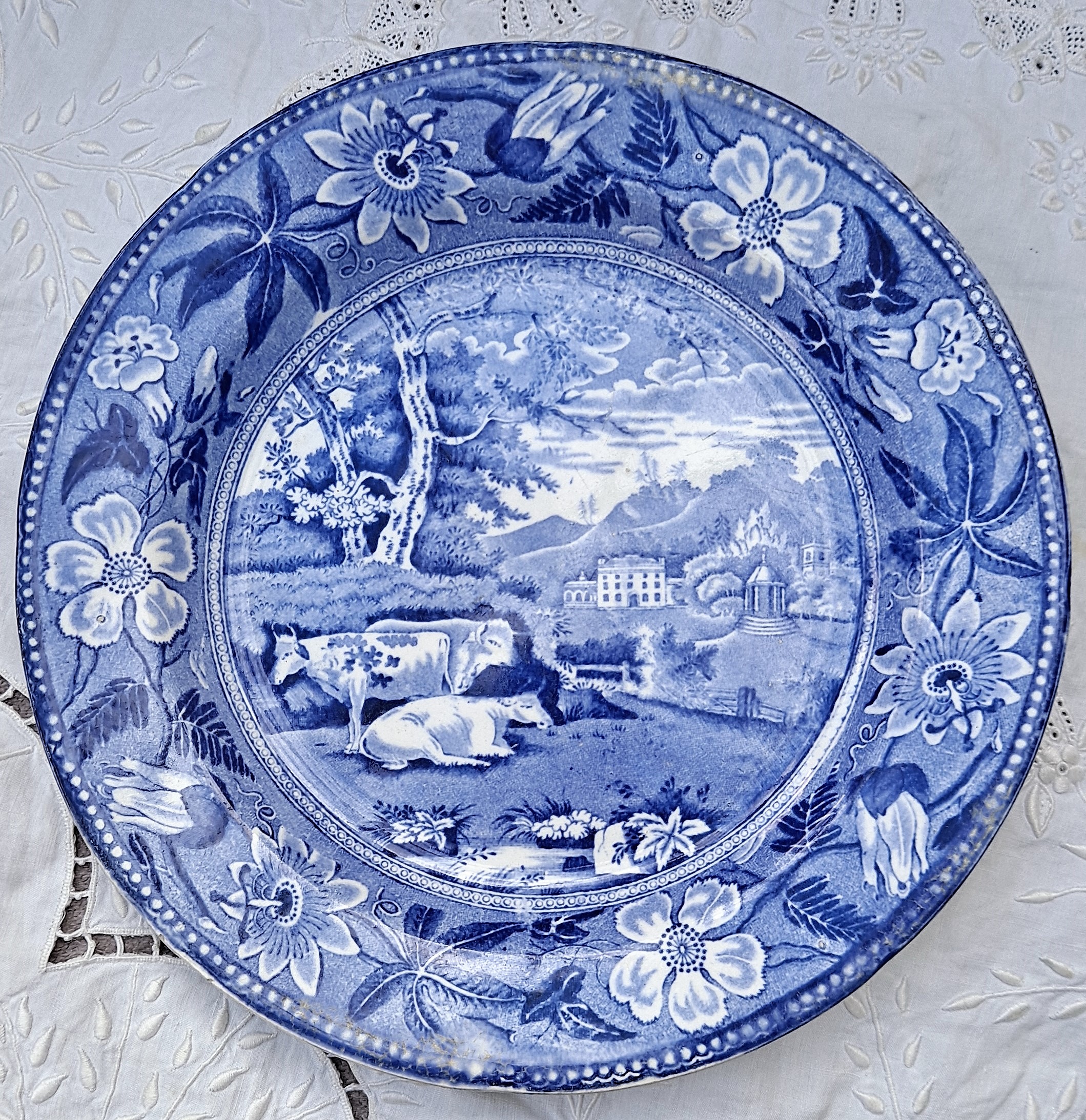 Antique English Georgian Blue & White Transfer Plate ~ “Wiseton Hall” ~ Pettys & Co. Leeds Antique Ceramics 3